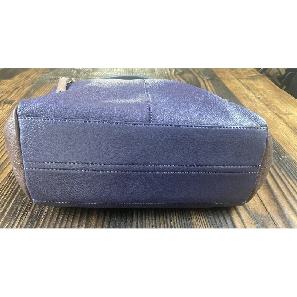 OrYani Pebbled Leather Double Zip Purse Color Block Purple,Teal & Burgandy